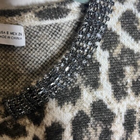 Zara Leopard Cardigan with Beaded Neckline - Picture 5 of 8